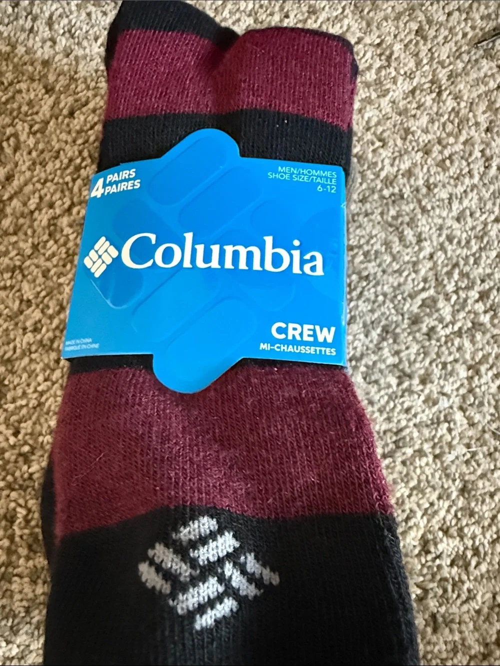 Columbia Crew Wool Blend Socks in Green and Tan